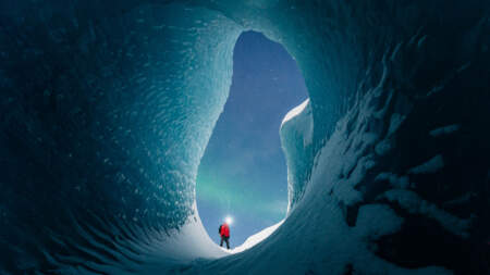 The holy grail – northern lights from within an ice cave!